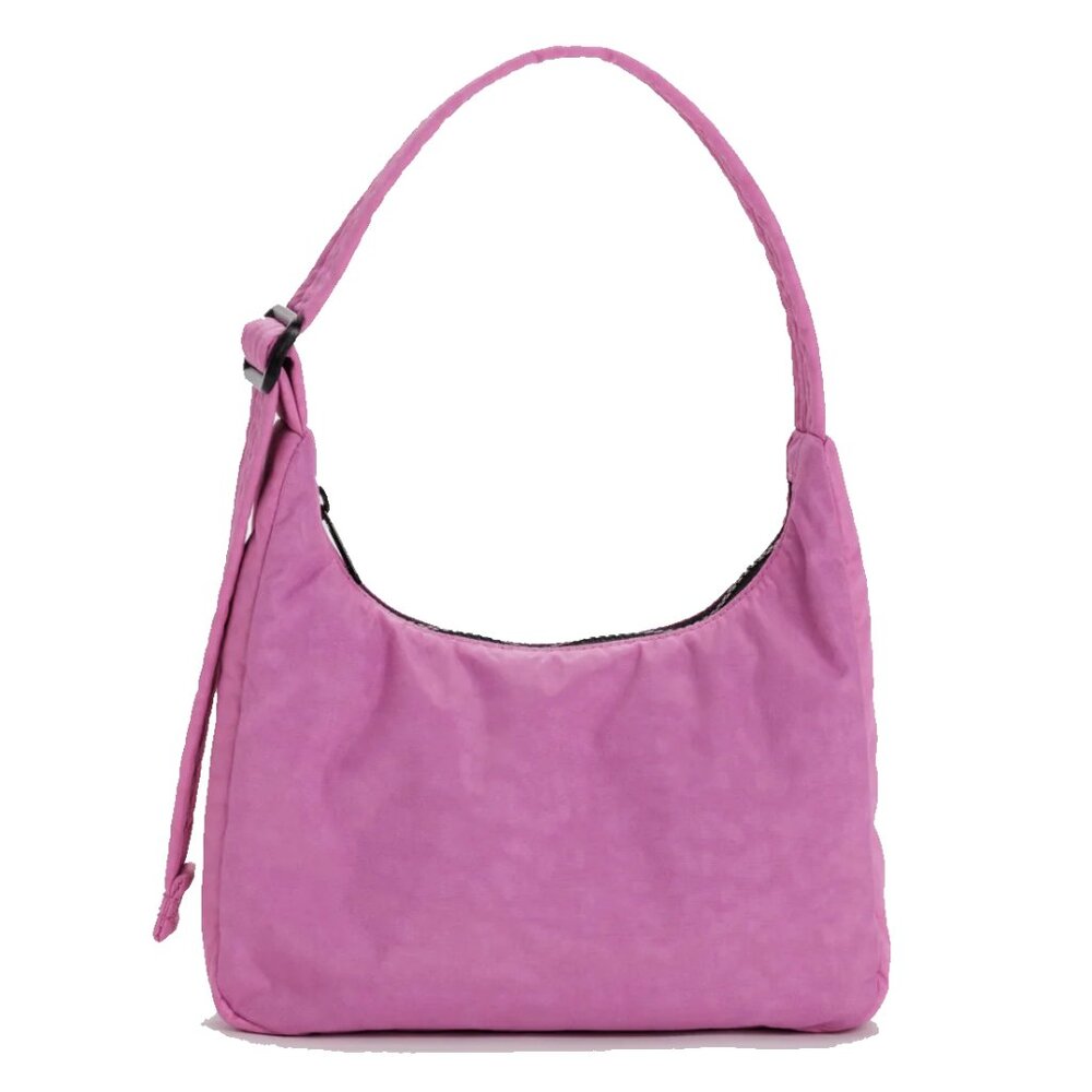BAGGU Mini Nylon Shoulder Bag in Deep Fuschia